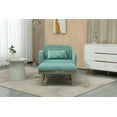 thumbnail image 2 of Modern Chaise Lounge with Ottoman, Velvet Upholstered Recliner Chair, Convertible Sleeper Sofa Bed with 3 Reclining Angles and One Pillow, Living Room Accent Chair with Golden Metal Trims, Mint Green, 2 of 6