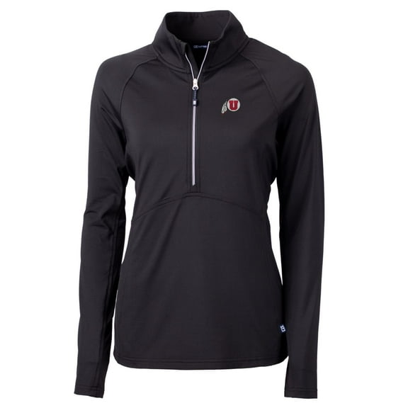 Women's Cutter & Buck Black Utah Utes Adapt Eco Knit Half-Zip Pullover Jacket