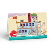 Santa's Louisiana Belle Paddle Boat Holiday Card - 12 Holiday Cards & Envelopes-