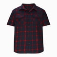 thumbnail image 7 of WREESH Men's Oversized Summer Button Down Shirts Fashion Short Sleeve Plaid Top Trendy Style Red, 7 of 7
