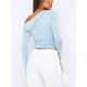 thumbnail image 2 of Tops cortos de color para mujer, camisetas lisas de manga larga con hombros oblicuos, camisetas ajustadas para primavera y otoño, ropa de calle TRKIYQC moda, 2 of 5