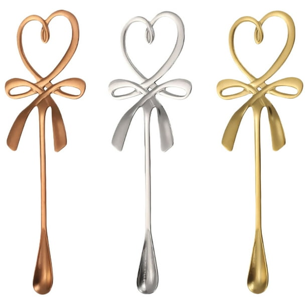 Cuchara de café de 3 piezas Cuchara para servir de postre Cuchara creativa Bowknot Cuchara mezcladora