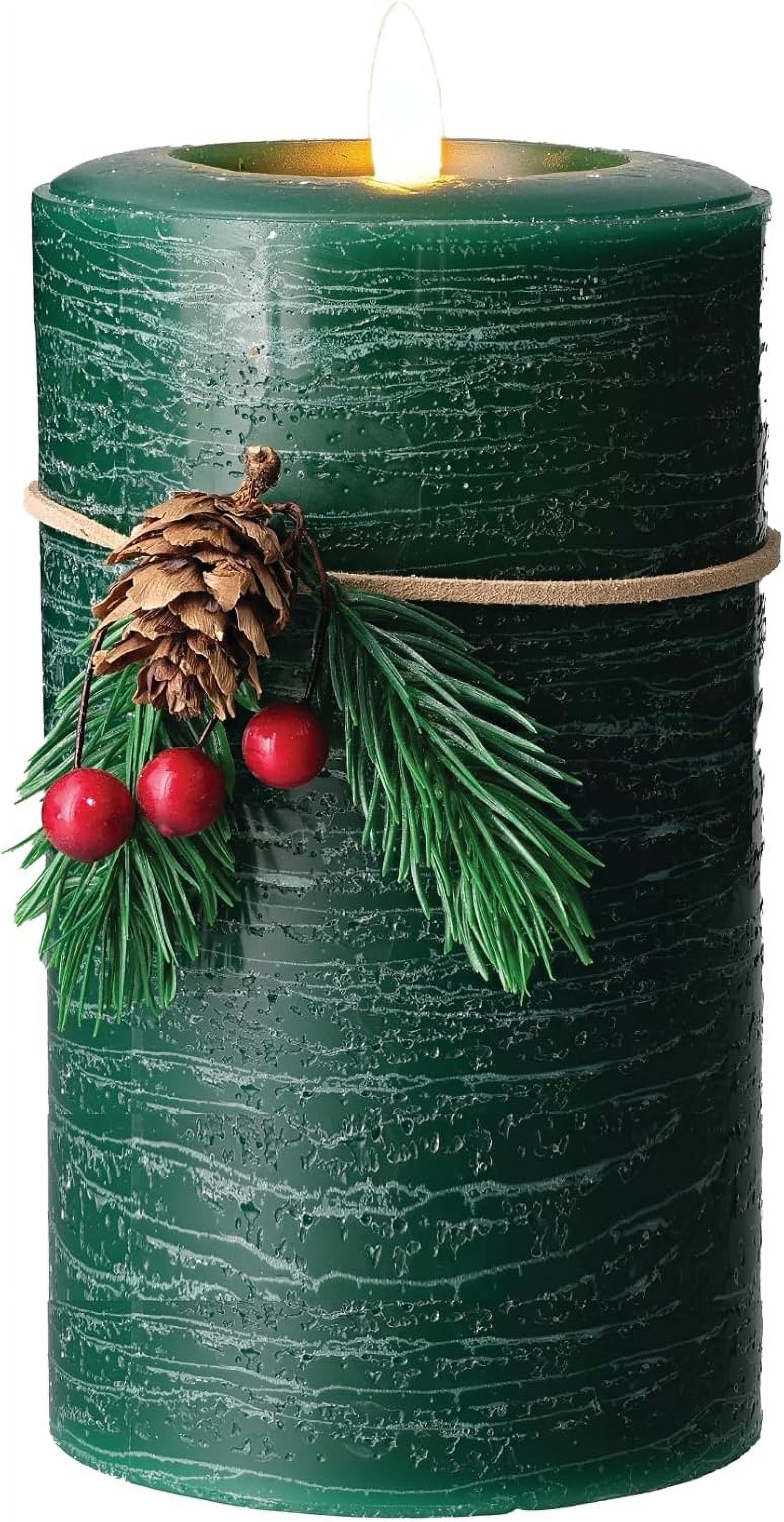 LumiPur Signature Christmas Collection LED Flameless Pillar Candle, Evergreen, 3.5" x 7"