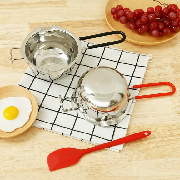 2 Pcs 480ml Stainless Steel Double Boiler Pot Double Boiler with Heat Resistant Handle Enduring Melting Bowl for Melting Chocolate