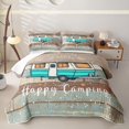 thumbnail image 2 of Catabedysis Teal Camper Print Quilt King,Retro Camping Rv King Coverlet Set For Boys,Multicolor,3 Pieces, 2 of 7