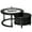 Black, variant on Kevinplus Modern Nesting Coffee Table Set with Glass and Solid Wood Frame for Living Room,Black