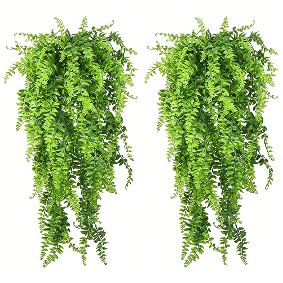 TUWAFE Reptile Plants Hanging Fake Vines Boston Climbing Terrarium Plant with Suction Cup for Bearded Dragons Lizards Crested Gecko Snake Hermit Crab and Tank Habitat Decorations (2 Pack)
