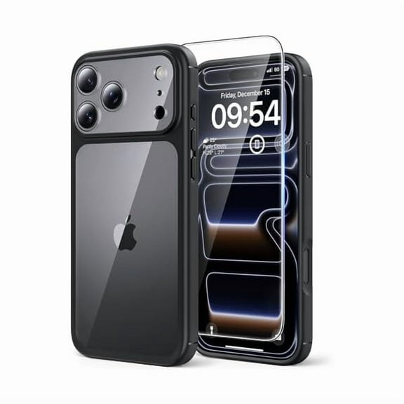 1997 for iPhone 17 Pro Max Case, Full Camera Protection with Screen Protector, Anti-Yellowing Military-Grade Protection Shockproof Slim Phone Case for iPhone 17 ProMax, Black