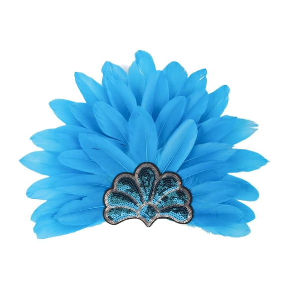 Sombrero de jefe indio, tocado de plumas, diadema para disfraz de adulto para fiesta y espectáculo. Azul