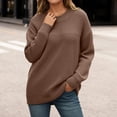 thumbnail image 2 of Winter Knitted Pullover Sweater Soft Cozy Warm Long Sleeve Round Neck Elegant Casual Blouse Loose Fit Comfortable Daily Wear Fall Fashion, 2 of 5