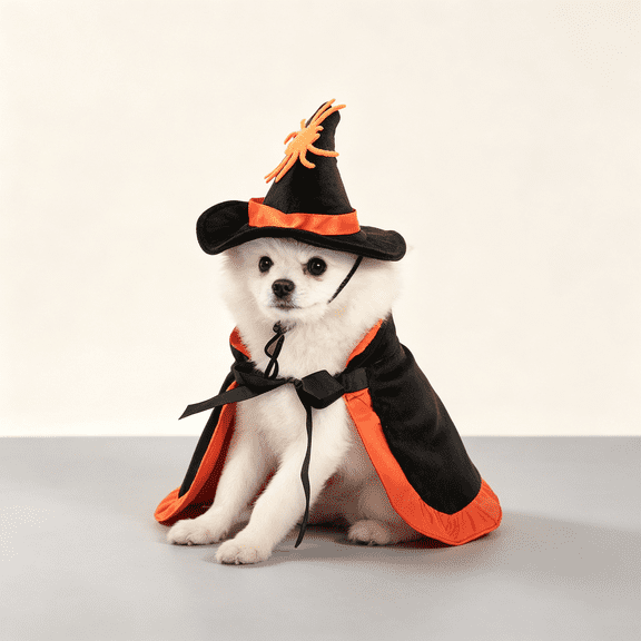Halloween Costume Pet Witch Set, Witch Hat Black Red Cloak Cape Cosplay Accessory Set for Dogs Cats Cosplay Halloween Parties , Adjustable