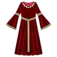 thumbnail image 4 of DPOIS Kids Girls Medieval Princess Dress Ball Gown Victorian Renaissance Vintage Dress Red 12, 4 of 6