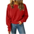 thumbnail image 5 of Horkkom Sweatshirt for Women Long Sleeve Solid Color Crewneck Sweatshirt Casual Pullover Cropped Sweatshirts, S-2XL, 5 of 8