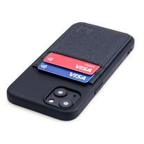 Dockem iPhone 13 Wallet Card Case; Built-in Metal Plate for Magnetic Mounting, 2 Card Holders, Silicone Luxe M2T [Black/Black]