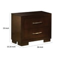 thumbnail image 5 of Benjara Bela 26 Inch 2 Drawer Nightstand, Felt Lined, Silver Handles, Dark Brown, 5 of 5