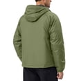 thumbnail image 2 of Little Donkey Andy Men's Warm Recycle Insulated Jacket Hooded Lightweight Windproof Winter Coat Hiking Running Travel Pesto Green XXL, 2 of 6