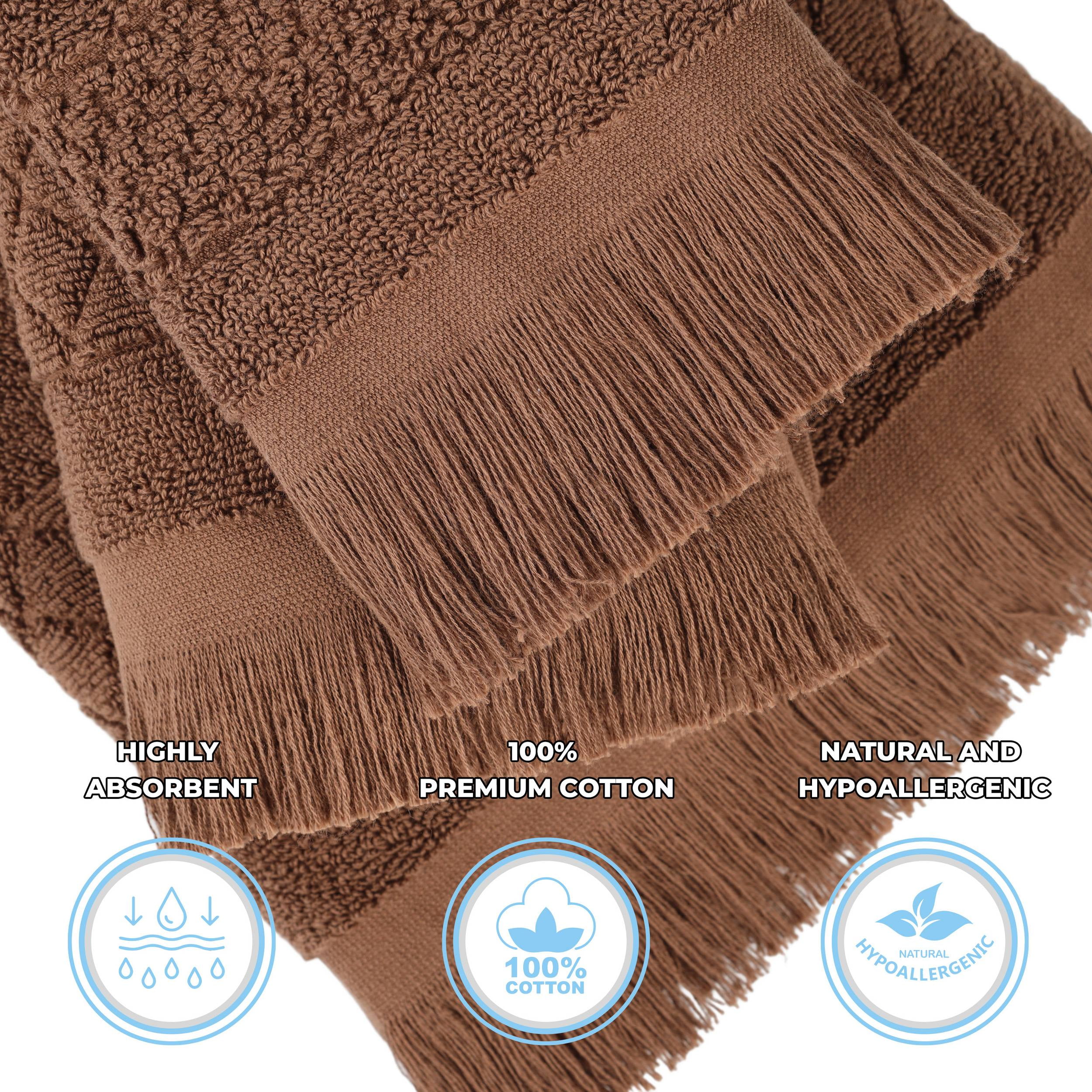 Superior Rolla Cotton Geometric Soft 8 Piece Towel Set, Chocolate
