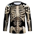 thumbnail image 4 of ZXLBBD Tshirts Shirts for Men Halloween Skeleton Print Long Sleeve Graphic Tee Crew Neck Slim Fit Theme Party T-Shirts for Man Casual,White,XL, 4 of 5