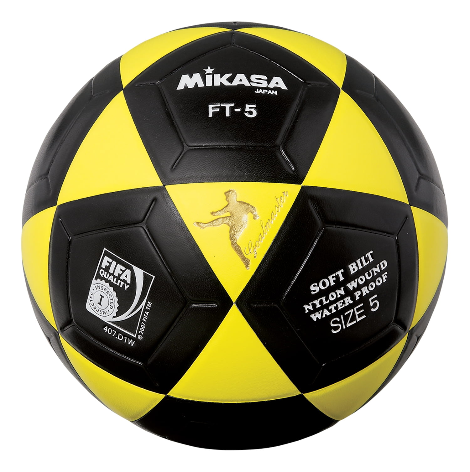 Mikasa FT5 Goal Master Soccer Ball Size 5 Black/Yellow Official Footvolley Ball 