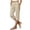 BTU47-Khaki, variant on Cotton Linen Capri Pants For Women Split Hem Petite Bermuda Shorts Knee Length Elastic Waist Summer Beach Long Shorts Khaki S