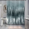 thumbnail image 3 of Misty Forest Shower Curtain, Foggy Forest Pine Tree Wild Goose Nature Woodland Landscape Bathroom Curtains Bathtub Decor Waterproof Fabric Machine Washable with 12 Hooks GCI-10459, 3 of 6
