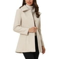 thumbnail image 4 of INSPIRE CHIC Women's Turn-Down Collar Single Breasted Outwear Winter Coat with Pockets 2XL Cream White, 4 of 6
