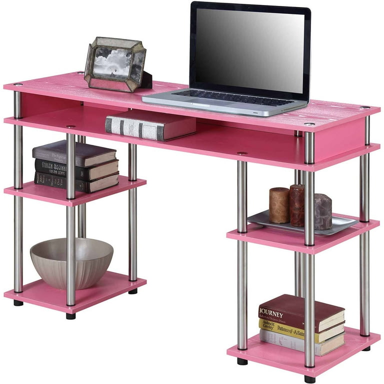 Really Good Stuff® Teacher Standing Desk With Baskets - Neon Pink