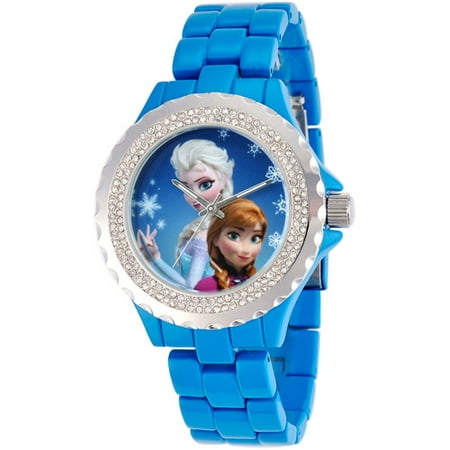 Disney Frozen Anna & Elsa Women's Enamel Spark Watch, Blue Bracelet
