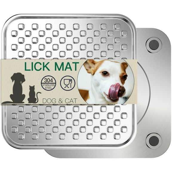Feedoo Stainless Steel Pet Lick Mat, Chew-Proof Slow Feeder, Anxiety Reducer, Non-Slip, Dishwasher Safe (Large-1Pack)