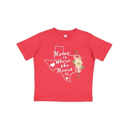 

Inktastic Texas Home is Where the Heart is with Watercolor Floral Gift Toddler Toddler Girl T-Shirt
