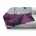 thumbnail image 2 of Landscape Soft Flannel Fleece Throw Blanket, Lavender Flower Field with Balloon Photo, Cozy Plush for Indoor and Outdoor Use, 50" x 60", Magenta Sky Blue, by Ambesonne, 2 of 5