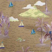 oneOone Cotton Flex Brown Fabric Tropical Beach Diy Clothing Quilting Fabric Print Fabric By Yard 40 Inch Wide