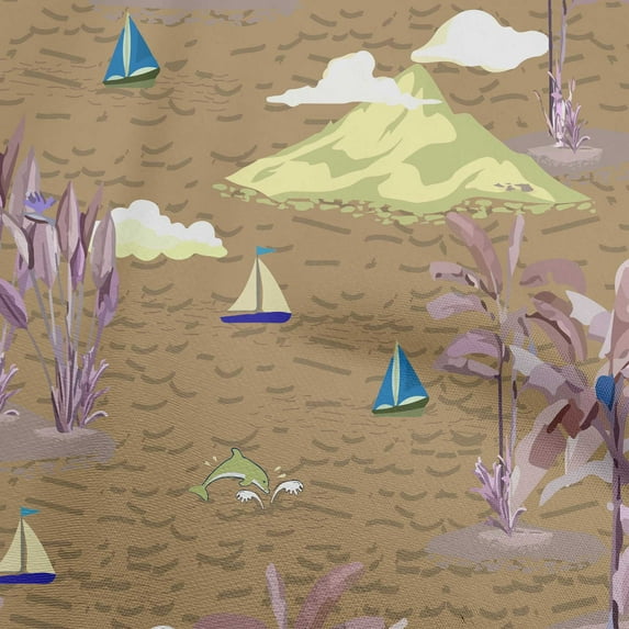 oneOone Cotton Flex Brown Fabric Tropical Beach Diy Clothing Quilting Fabric Print Fabric By Yard 40 Inch Wide