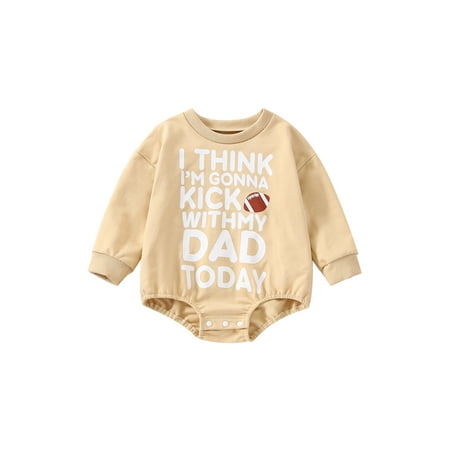 

Baby Boy Girl Football Outfit I Think I m Gonna Kick With My Dad Today Oneise Sweatshirt Romper Toddler Clothes