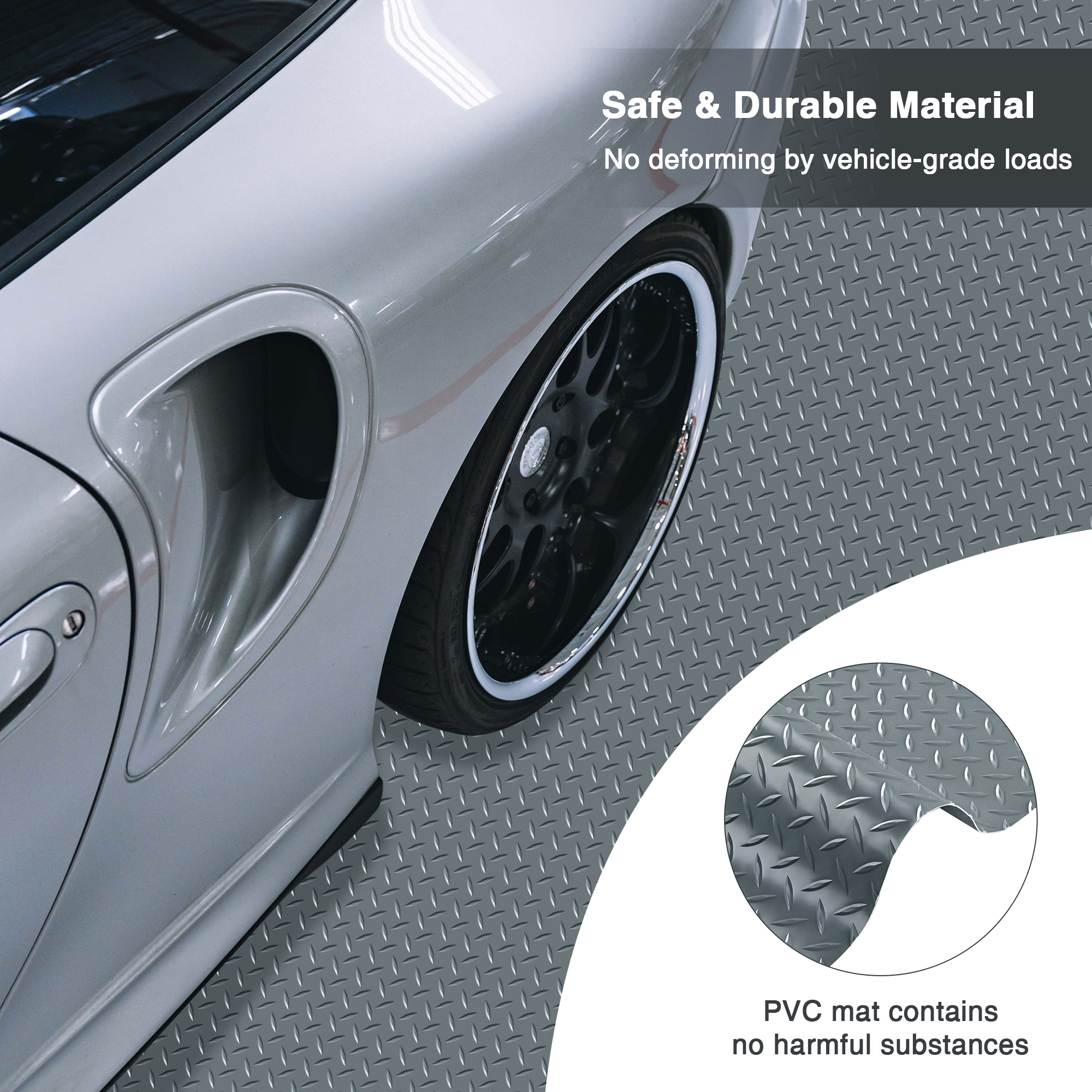 Yescom Garage Floor Mat Roll Diamond Car Parking Protect Gray PVC 13x5 Ft  for Under Car Trailer Boat Workshop