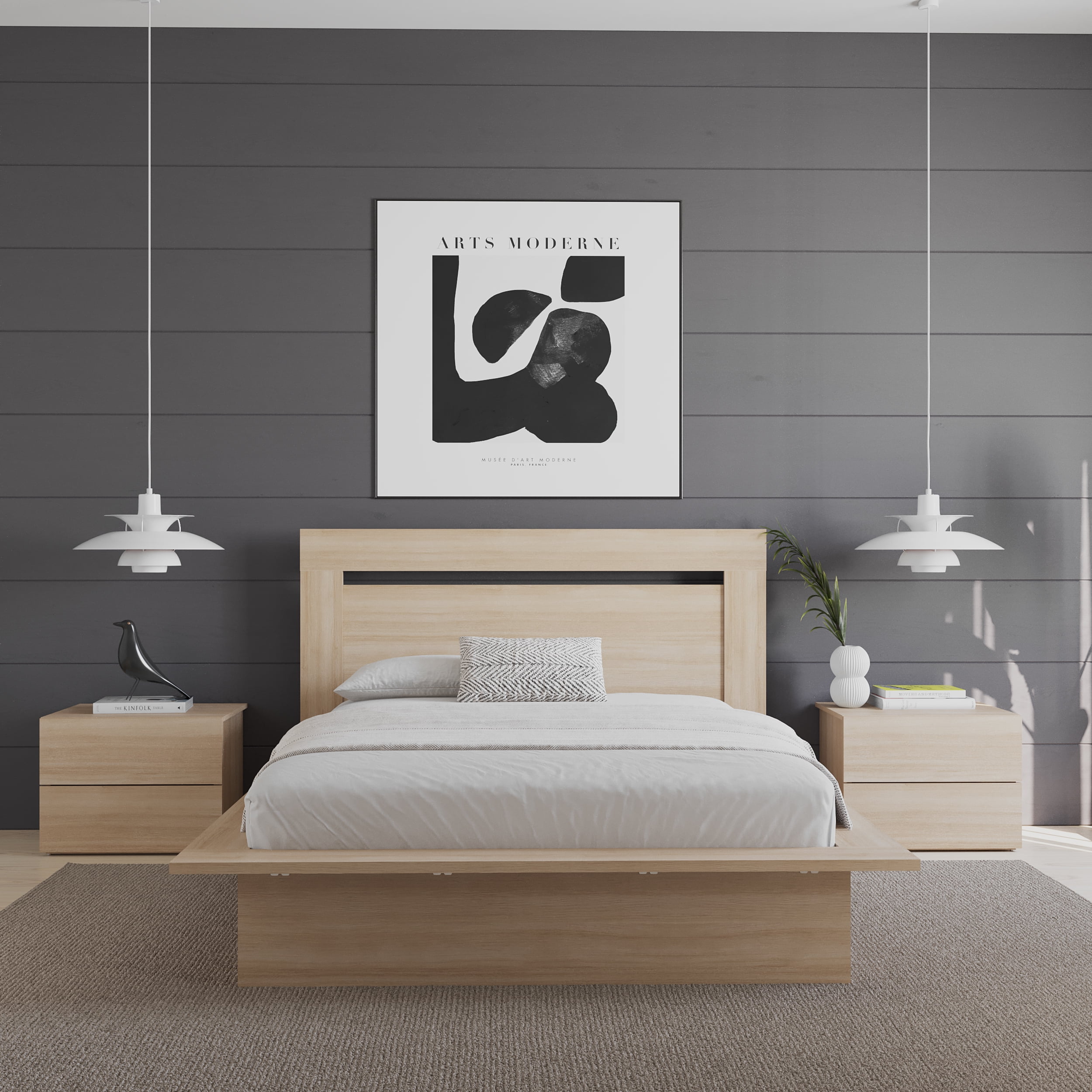 Nexera Malibu Full Size Headboard, Natural Blonde Oak