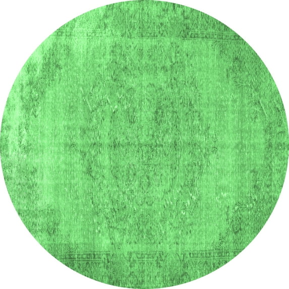 Ahgly Company Indoor Round Abstract Emerald Green Contemporary Area Rugs, 4' Round