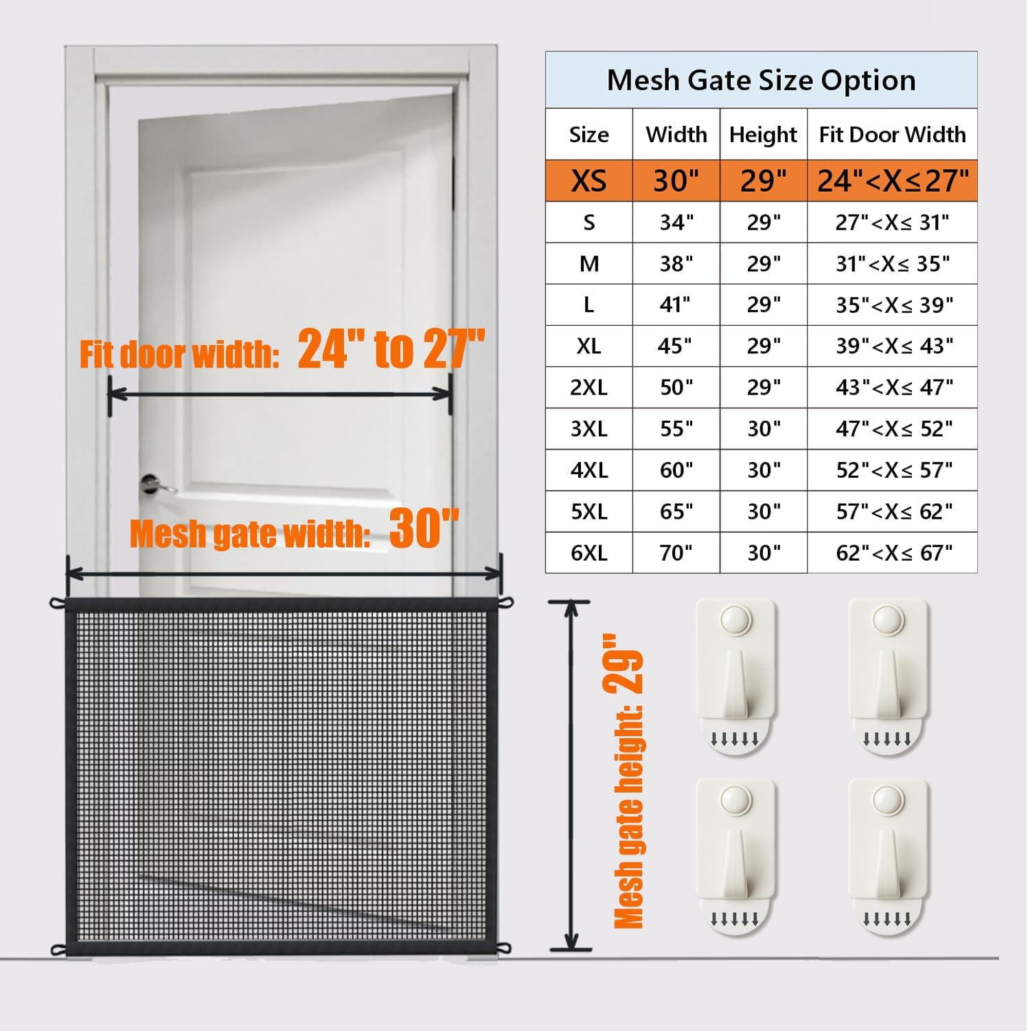 UniVerse Dog Gate for Stairs Pet Gates for The House: Dog Gate Indoor Dogs Screen Mesh Gate for Doorways Stairways 29 inches Tall, 30 inch Wide, Fits Openings 24'' to 27'' Wide