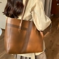 thumbnail image 5 of Xfvqtps Tote Bag for Womens Solid Color Simplicity Large Capacity Fashion Vintage Elegant Leather Handbag Shoulder Bag Brown, 5 of 6