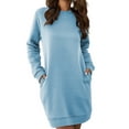 thumbnail image 3 of Womens Long Sleeve Crewneck Sweatshirt Tunic Tops Casual Lightweight Sweatshirt Dress with Pockets, 3 of 3