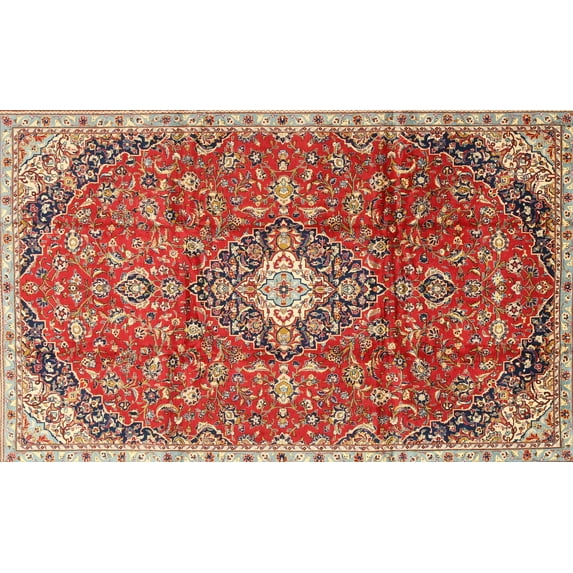 Ahgly Company Machine Washable Indoor Rectangle Traditional Red Area Rugs, 7' x 9'