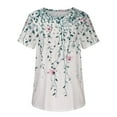 thumbnail image 5 of GaThRRgYP Spring Tops for Women,Womens Tops Short Sleeve Cotton,Women's Summer Round-Neck Printed T-Shirts Casual Short Sleeve Blouse Tops, 5 of 6