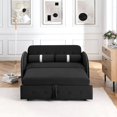 thumbnail image 2 of Convertible Sofa Sleeper, 55.5" Pull-out Sofa Bed with Adjsutable Backrest and 2 Lumbar Pillows, Modern Sofa Chair with Storage Side Pocket for Living Room Bedroom, Black, 2 of 7