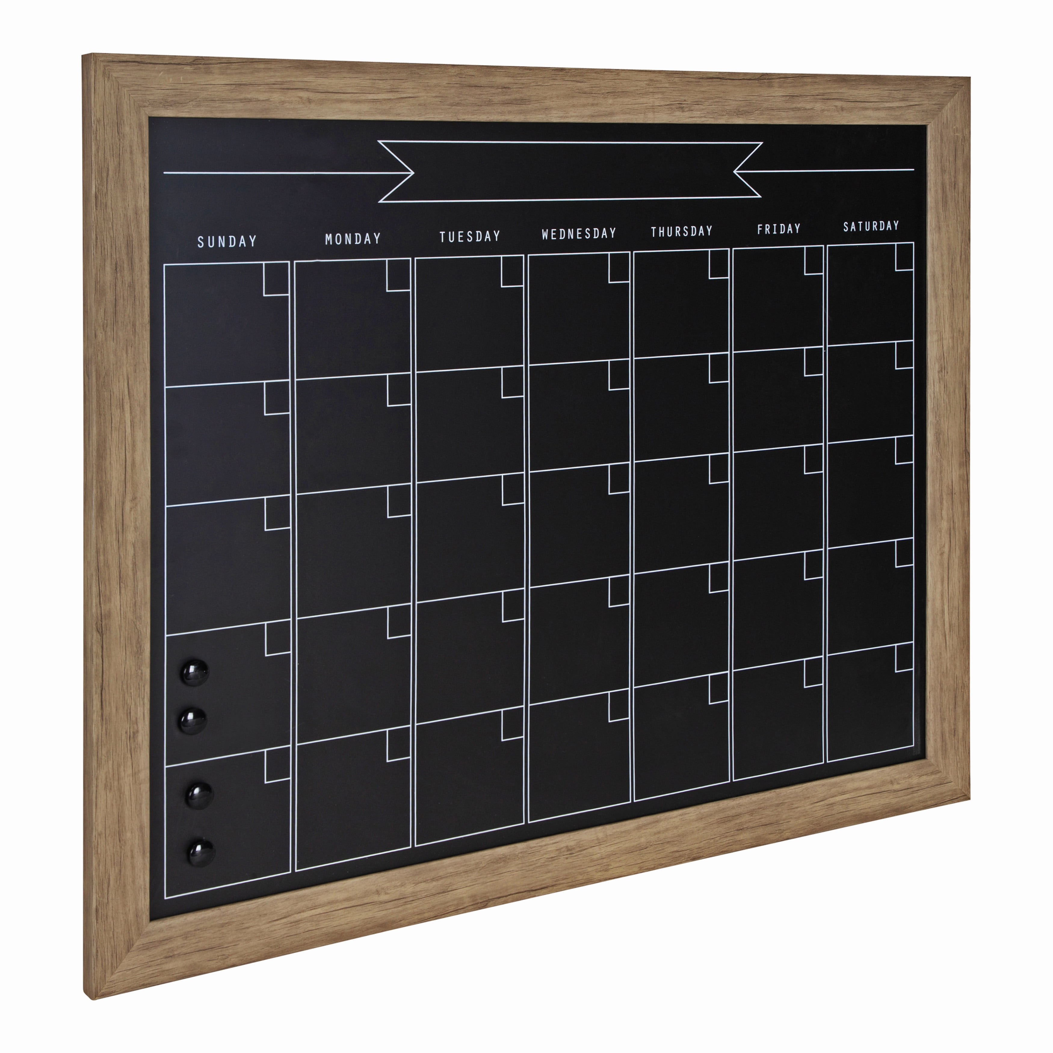 DesignOvation Beatrice Framed Chalkboard Calendar, 27" x 33", Rustic