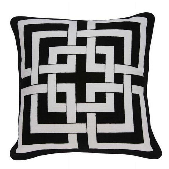 20 x 7 x 20 in. Transitional Black & White Pillow Cover with Poly Insert