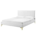 thumbnail image 1 of Platform Bed Frame, Full Size, Velvet, White, Modern Contemporary Urban Design, Bedroom Master Guest Suite, 1 of 10