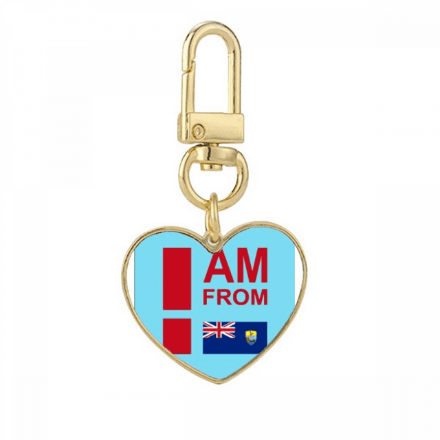 I Am From Helena Art Deco Fashion Gold Heart Keychain Metal Keyring Holder