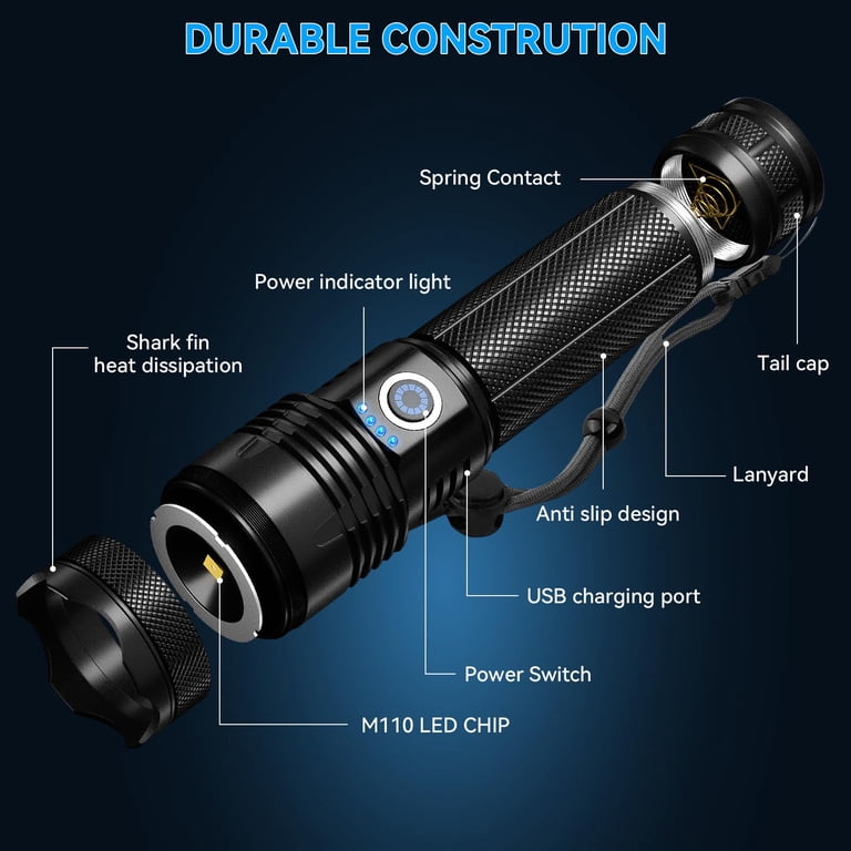 JOSHEN Rechargeable LED Flashlights 900000 High Luens, Super Bright