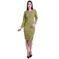 thumbnail image 3 of Moomaya Printed Full Sleeve Bodycon Dress for Women Scoop Neck Side Slit Casual Clothing, 3 of 8