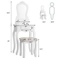 thumbnail image 3 of Costway White Vanity Jewelry Makeup Dressing Table Stool Drawer, 3 of 12